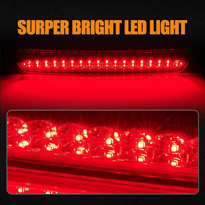 Third 3rd Brake Light LED for 2015-2020 Chevy Tahoe/Suburban, High Mount Rear Brake Lights Assembly for 2016-2019 Suburban 3500HD, Waterproof Center Cab Lamp Stop Light (Black)