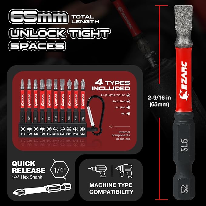 EZARC Diamond Coated Screwdriver Bit Set and EZARC 1/2" Drive Impact Socket Set