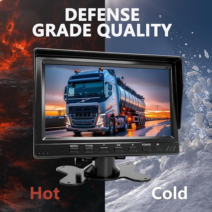 RV Backup Camera Plug and Play 7 Inch AHD 1080P Rear View Camera System, No Delay 2 Channels, Wide Angle Night Vision Wired Reverse Camera Monitor Kit for Truck Trailer Camper Tractor Van