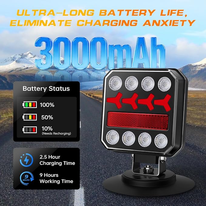 Wireless Trailer Lights, Rechargeable Magnetic LED Trailer Lights with Reverse Light, Portable Wireless Tow Tail Light Kit for Trucks, Boats, RVs, Campers
