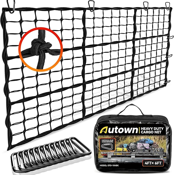 AUTOWN 2 Pack Truck Bed Cargo Net, Heavy Duty & Fine Mesh Bundle
