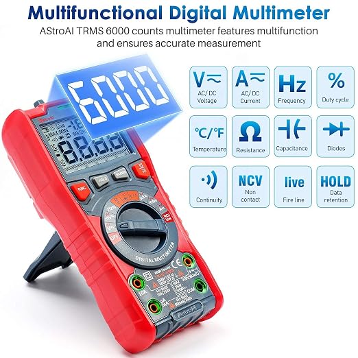 AstroAI TRMS 6000 Counts Digital Multimeter+ Multimeter Test Leads Kit