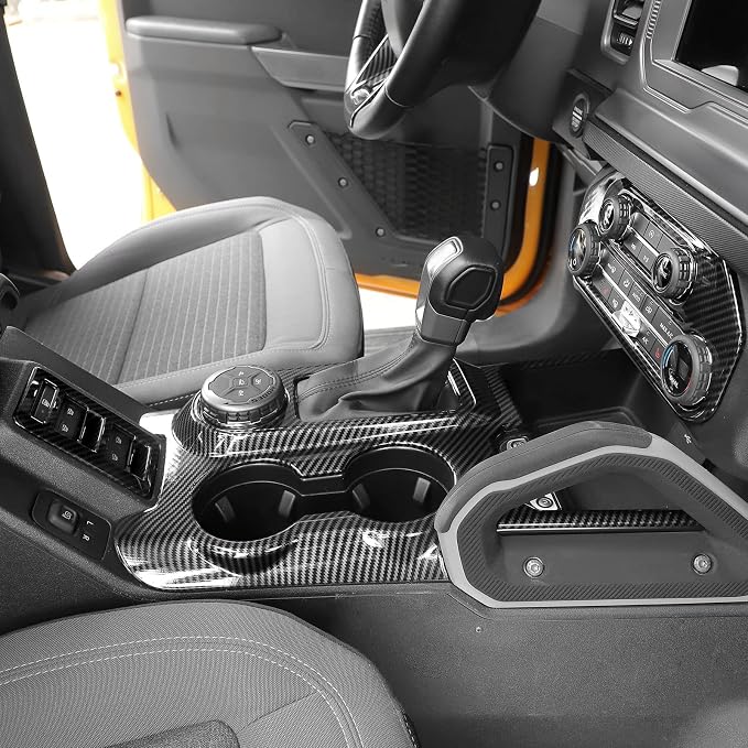 9PCS Full Set Interior Trim Kit Fit for Ford Bronco 4 Door, 2021-2024 Center Console Gear Shift Panel, Inner Door Handle Trim (Carbon Fiber)