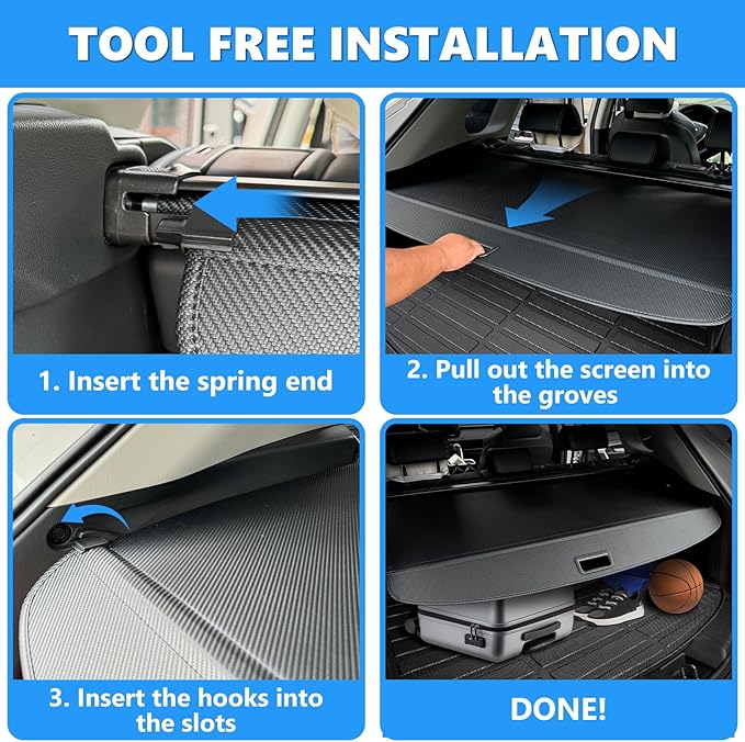MIALUTY® Cargo Cover for 2020-2026 Mercedes Benz GLE350 GLE450 Retractable Trunk Cover GLE Accessories Anti-Peeping Anti-Theft Privacy Screen,Trunk Luggage Shield Shade Carbon Fiber Texture