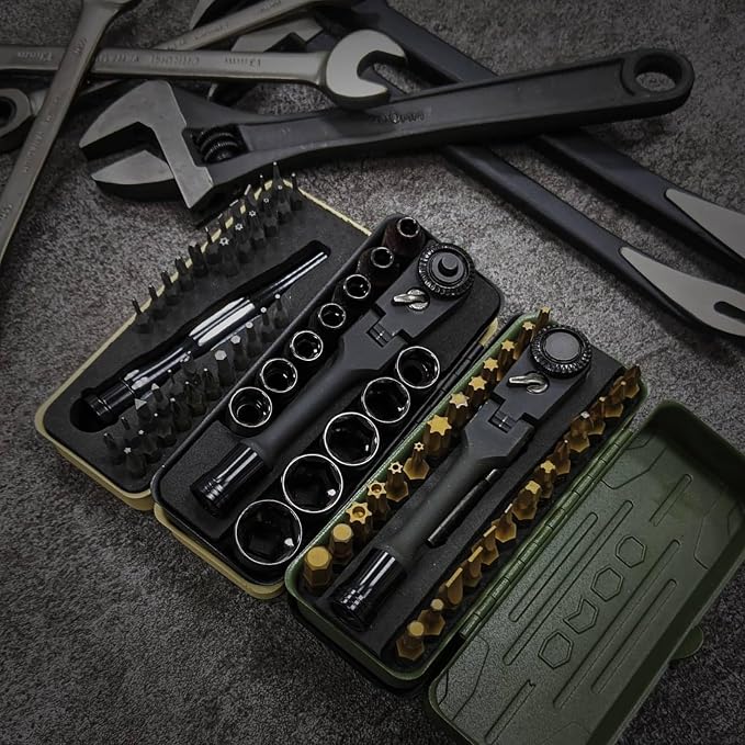 KESI Tool 77-Piece Torx bit Set Fully Armed Set with Waterproof Camera Hard Protective Case with 29-Piece 1/4" Multi Function Bits Set & 13-Piece 1/4" Spline Set & 35-Piece Precision Bits Set (Black)