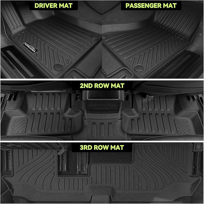 Tongama-Floor Mats for 2026 Hyundai Palisade(Only Hybrid), All Weather TPE Trunk mat with backrest mat and Cargo Net for Hyundai Palisade Floor Liner Accessories
