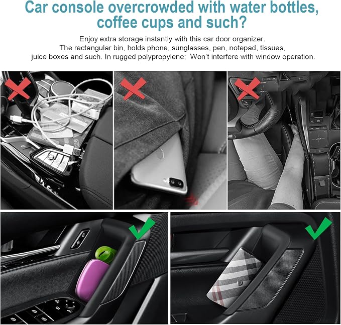 CDEFG 4Pcs for 2025 2026 Mazda CX-50 Center Console Door Handle Pockets | Trash Can Storage Box for 2023 2024 2025 2026 Mazda CX50 Accessories 4-Doors Trash Bin Storage Case TPE Material