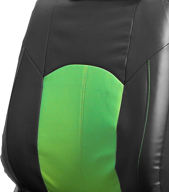 FH Group Highest Grade Faux Leather Split Bench Seat Cover, Rear Set – Universal Fit for Cars Trucks & SUVs (Green/Black) PU008013