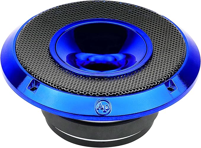 Audiopipe 6.5" Compression Horn Mid-Range Loudspeaker (APMB-628GH-BLU), 300W, Built-in Compression Horn Driver, Flat Steel Basket, 2-Way Coaxial, KSV Voice Coil, Grill, Sleek Candy Blue