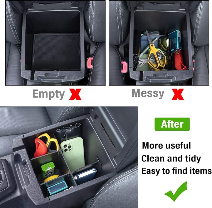 JKCOVER Center Console Armrest Dividers Organizer and Premium Center Console Cover Compatible with Toyota Tacoma 2016 2017 2018 2019 2020 2021 2022 2023 Accessories