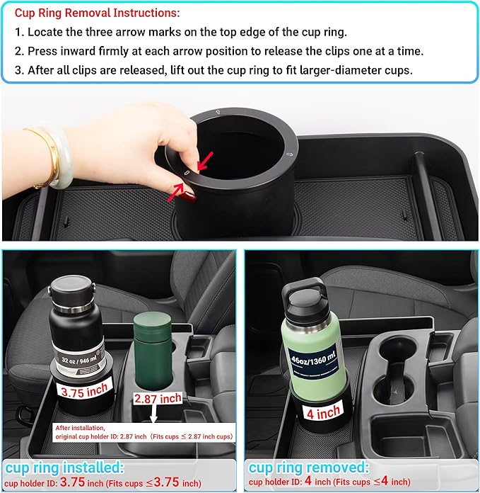 Center Console Cup Holder Organizer Compatible with 2019-2026 Chevy Silverado/GMC Sierra 1500, 2020-2026 Silverado/Sierra 2500HD 3500HD Accessories, Hanging Storage Box Tray (Fit Jump Seat)