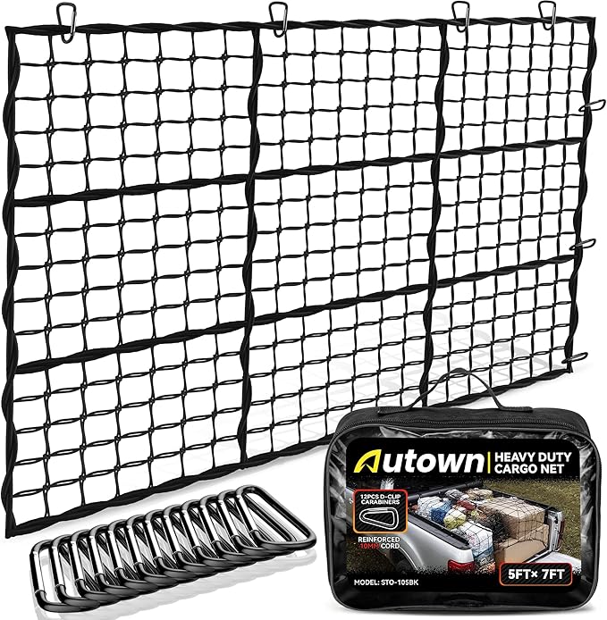 AUTOWN 2 Pack Truck Bed Cargo Net, Heavy Duty & Fine Mesh Bundle