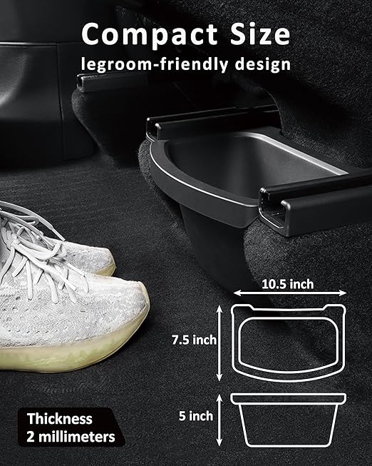 for Tesla Model Y Juniper Refresh 2026 2025 Rear Center Console Trash Can Garbage Bin, 2nd Row Under Seat Storage Box Organizer Tesla Y Accessories, Perfect Fit, TPE