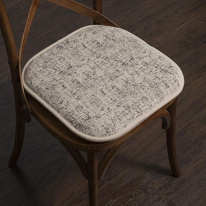Sweet Home Collection Chair Cushion Memory Foam Pads Honeycomb Pattern Slip Non Skid Rubber Back Rounded Square 16" x 16" Seat Cover, 6 Pack, Broadway Chocolate/Cream