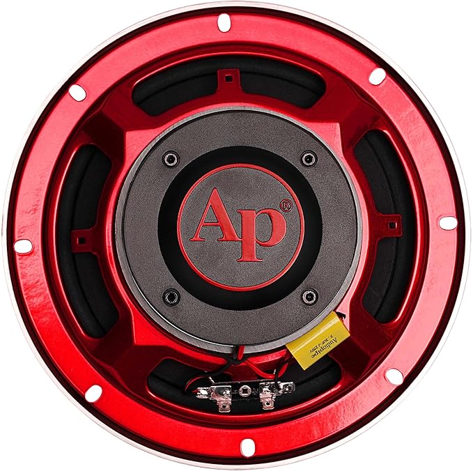 Audiopipe 8" Compression Horn Mid-Range Loudspeaker (APMB-828GH-RED), 400W, Built-in Compression Horn Driver, Flat Steel Basket, 2-Way Coaxial, KSV Voice Coil, Grill, Sleek Candy Red