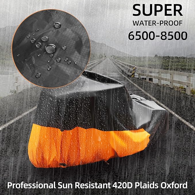 420D Motorcycle Cover Waterproof Outdoor, Fit for Touring Harley Davidson Road Glide Limited, Ultra Limited, Ultra Classic, Road King, Road Glide, Street Glide, Electra Glide with Storage Bag