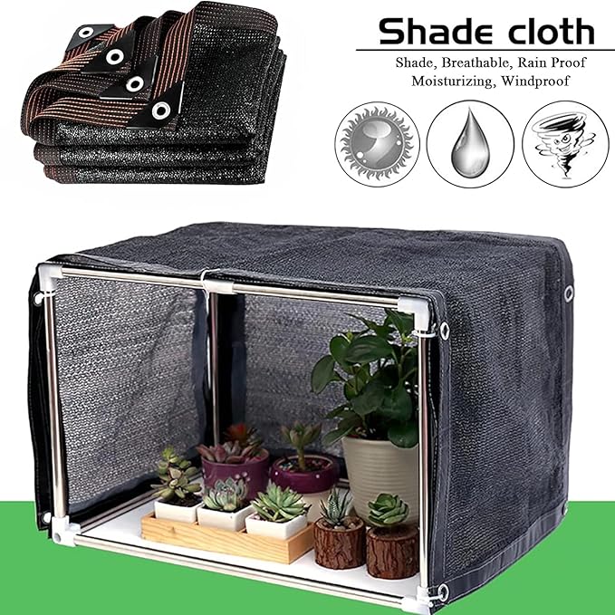 Shade Cloth for Garden - 90% Shade Neting with Grommets Outdoor Sun Shades Cover for Plant Pergola Patio Shade Mesh Tarp Greenhouse Chicken Coop Shade Cloth Black