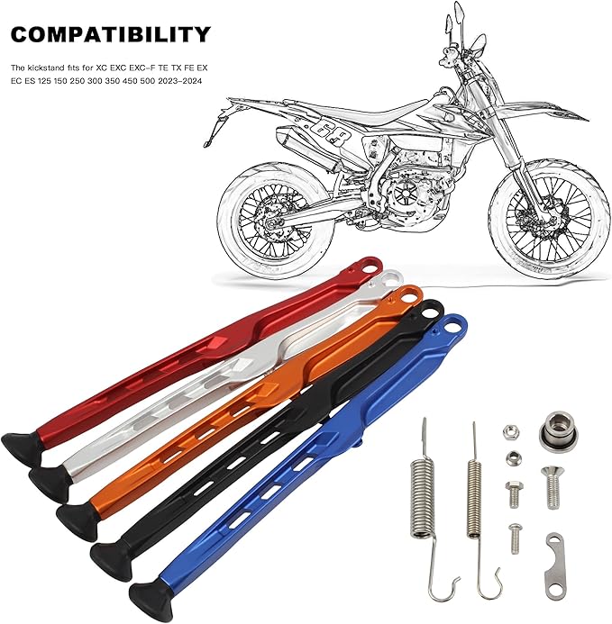 Dirt Bike Parking Side Stand Kickstand Kit,Motorcycle Kickstand Side Stand Springs Support Stand For EXC EXCF XCW XCF-W XC XCF 125 150 250 300 350 450 2023 2024(Red)