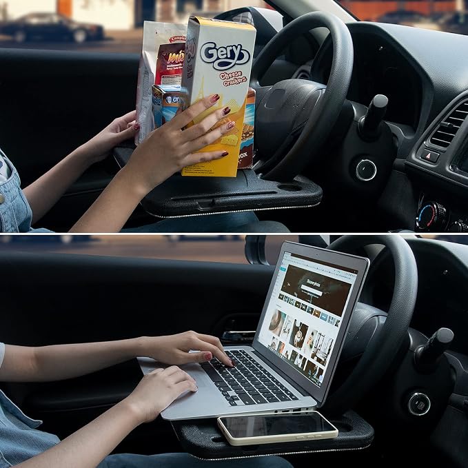 eing Car Trash Can with Lid,Mini Car Dustbin Garbage Organizer & Bling Auto Steering Wheel Desk