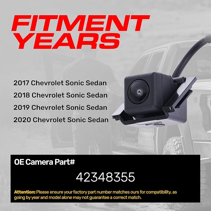 Master Tailgaters Replacement for Chevrolet Sonic Sedan (2017-2020) Rear View Backup Camera OE Part # 42348355