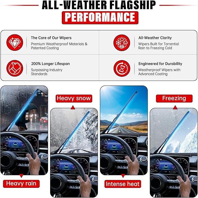 Windshield Wiper Blades Replacement for 2010-2015 Lexus RX350 RX450h RX 350 450h Original Factory Quality Front Rear Wipers Blade Set for My Car - 26" 22" 16" (Pack of 3)
