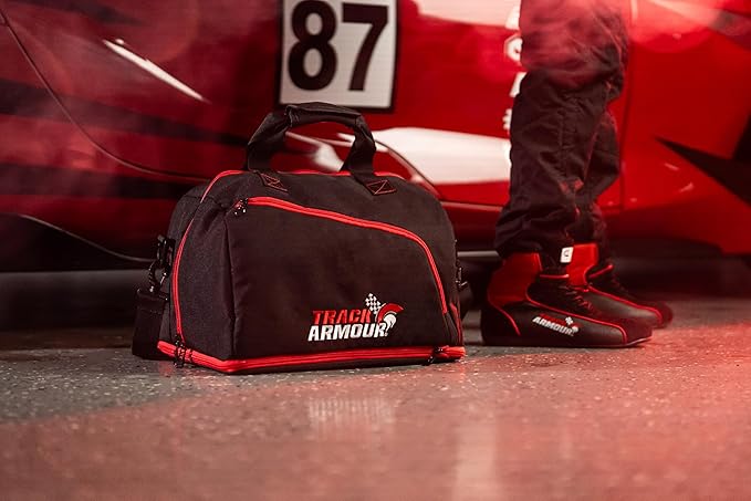 Motorcycle Helmet Bag & Racing Helmet Bag for Travel and Storage – Fleece Lined Helmet Carrier with Hidden Shoe Compartment, Waterproof 600D Oxford Motorcycle Gear Bag for Auto Racing, Track Day
