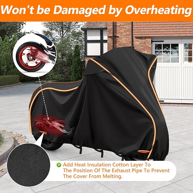 Motorcycle Cover for Kawasaki Ninja 400/500/650 Z900 ZX6R, Yamaha R1/R3/R6, BMW F900R Outdoor Heavy Duty 420D Waterproof Windproof Sport Street Bike All Weather Protection (No Trunk Models)
