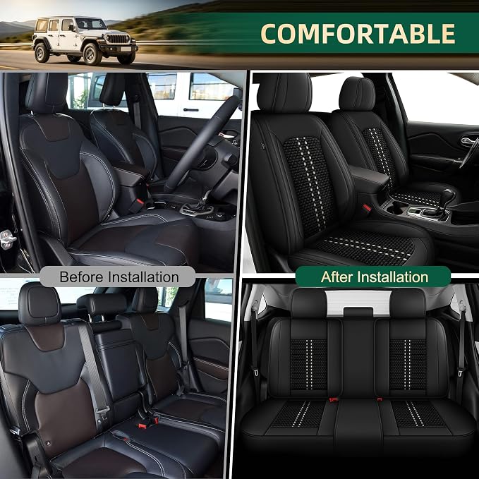 Fit for Ford Fusion 2010-2020 5 Seats Full Set Black Ice Silk Seat Covers (5 Seat, Black)