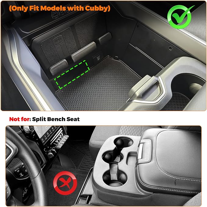 Center Console Cubby Organizer Fit for 2019-2026 Dodge Ram 1500 2500 3500 Insert Drawer Box Accessories Cubby Organizer Box ABS Plastic (3PCS)