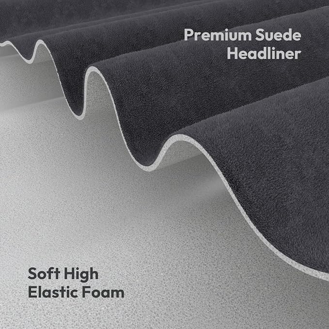 Babnecl Suede Auto Headliner Fabric 56" L × 60" W with Foam Backing - Tube Packaging -Dark Grey Interior Replacement Material for Car/Truck/SUV/RV Roof - Home Repair/DIY Headliner Material
