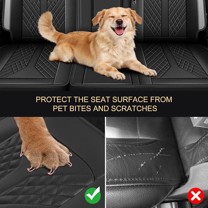 Seat Covers for Ford F150 2009-2025 2026 - F250/F350/F450 2017-2025 2026: 5 Seat Full Set Faux Leather Truck Seat Covers Car Cushion (5 Seats,Black&Grey)
