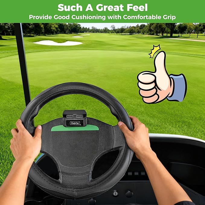 10L0L Golf Cart 14" Steering Wheel Cover for Club Car DS Precedent and Yamaha Models, Breathable Rubber Leather Materials,Good Texture Nice Look（Charcoals）