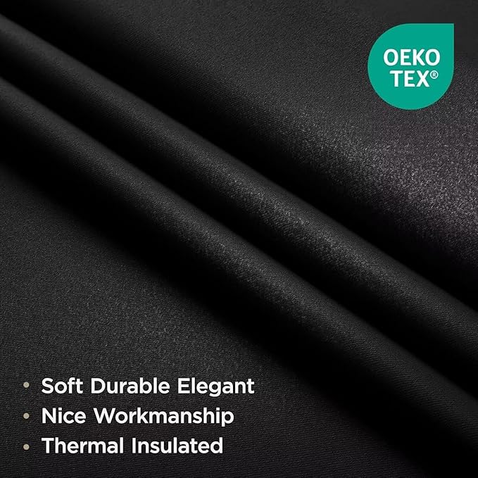 Joydeco Black Curtains 84 inch Long, Blackout Curtains for Bedroom, Thermal Insulated Privacy Room Darkening Drapes for Living Room, Black Out Drapes with Rod Pocket Back Tab 2 Panels