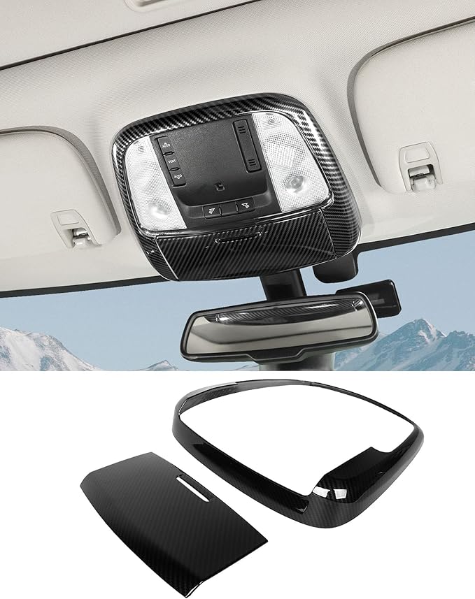 Roof Reading Light Cover Trim Fit for 2011 + Dodge Charger/Durango/Chrysler 300 Interior Accessories Carbon Fiber Reading Lamp Decals Cover Trim Sticker Kit