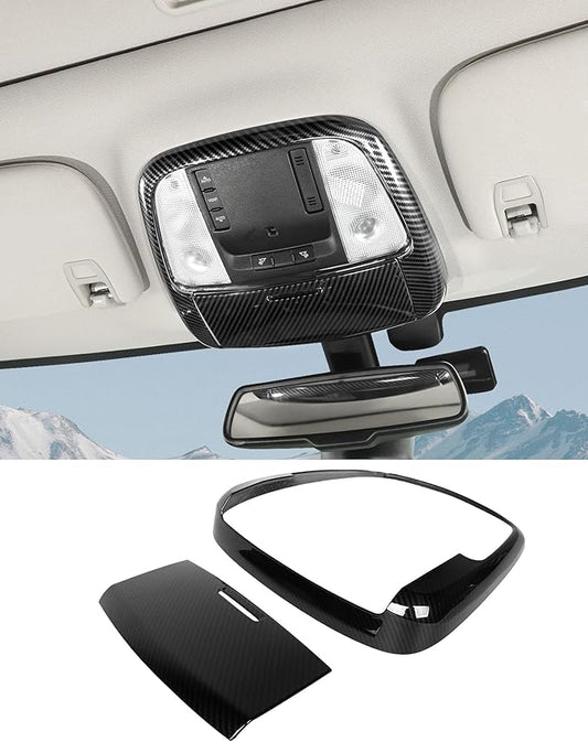 Roof Reading Light Cover Trim Fit for 2011 + Dodge Charger/Durango/Chrysler 300 Interior Accessories Carbon Fiber Reading Lamp Decals Cover Trim Sticker Kit
