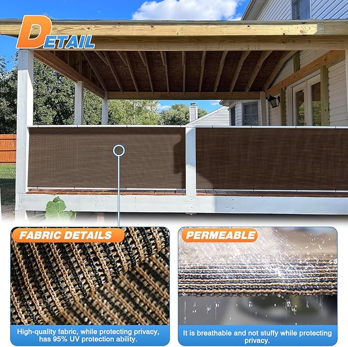 TANG Sun Shade Fabric Roll 8'x145' Shade Cloth for Garden Brown HDPE Mesh Shading Pergola Cover Replacement Canopy, 95% Blockage Sunshades for Outdoor Patio Backyard Plant