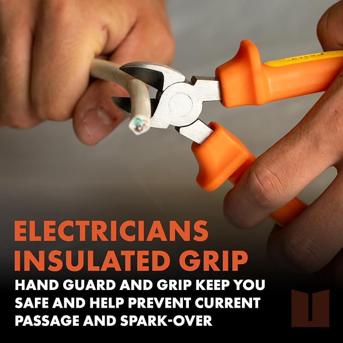 Ullman Insulated 6 in Side Cutting Pliers with Industrial Non-Slip Grip - Perfect Hand Tool for Electricians, HVAC, and Contractors