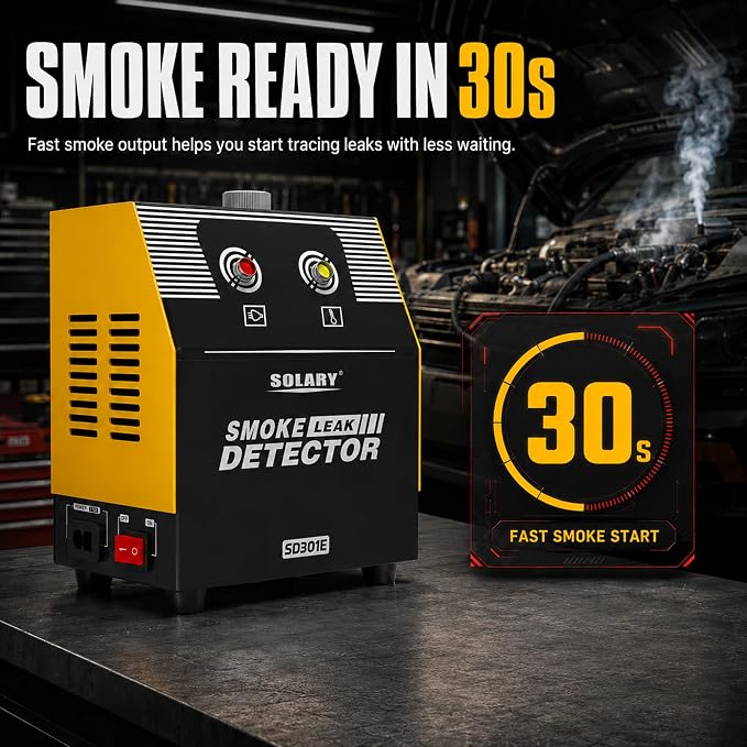 Solary Automotive Smoke Machine EVAP Tool - SD301E Yellow 12V DC Leak Tester with Vacuum Function – Home Garage Car Owner Repair Tool