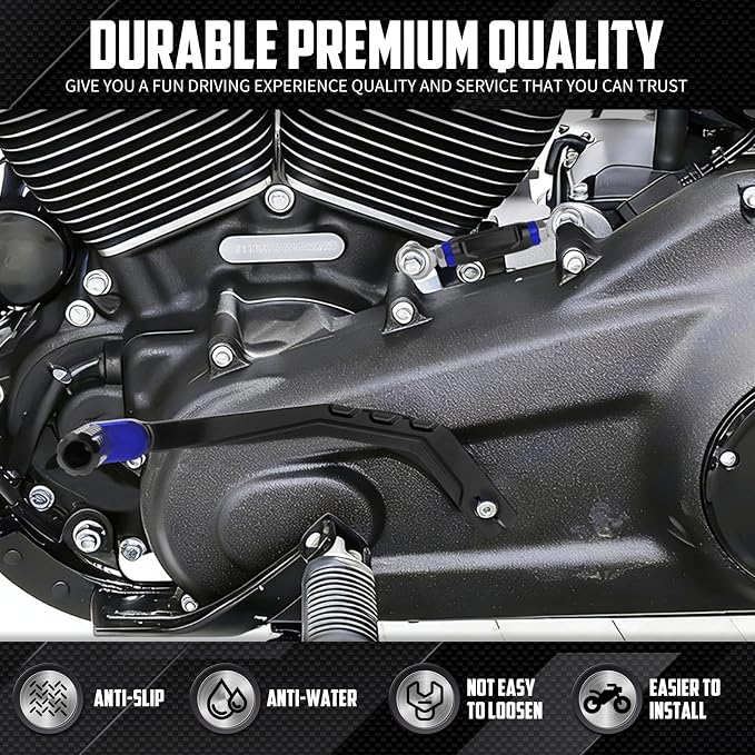 Motorcycle Mid Control Kit Footpegs Linkage Lever Set Fit for Harley Softail Low Rider FXLRS 2020-2025 FXLRST 2022-2025 Street Bob FXBB 2018-2025 (Blue)