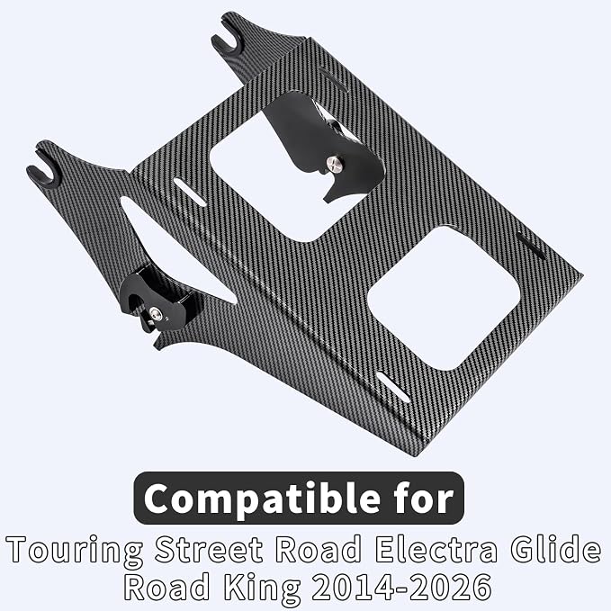 Black Carbon Fiber Pattern Detachable Tour Pack Mount Bracket Luggage Rack Whit 4 Point Docking Hardware Kit for Harley Touring Street Road Electra Glide Road King 2014-2026