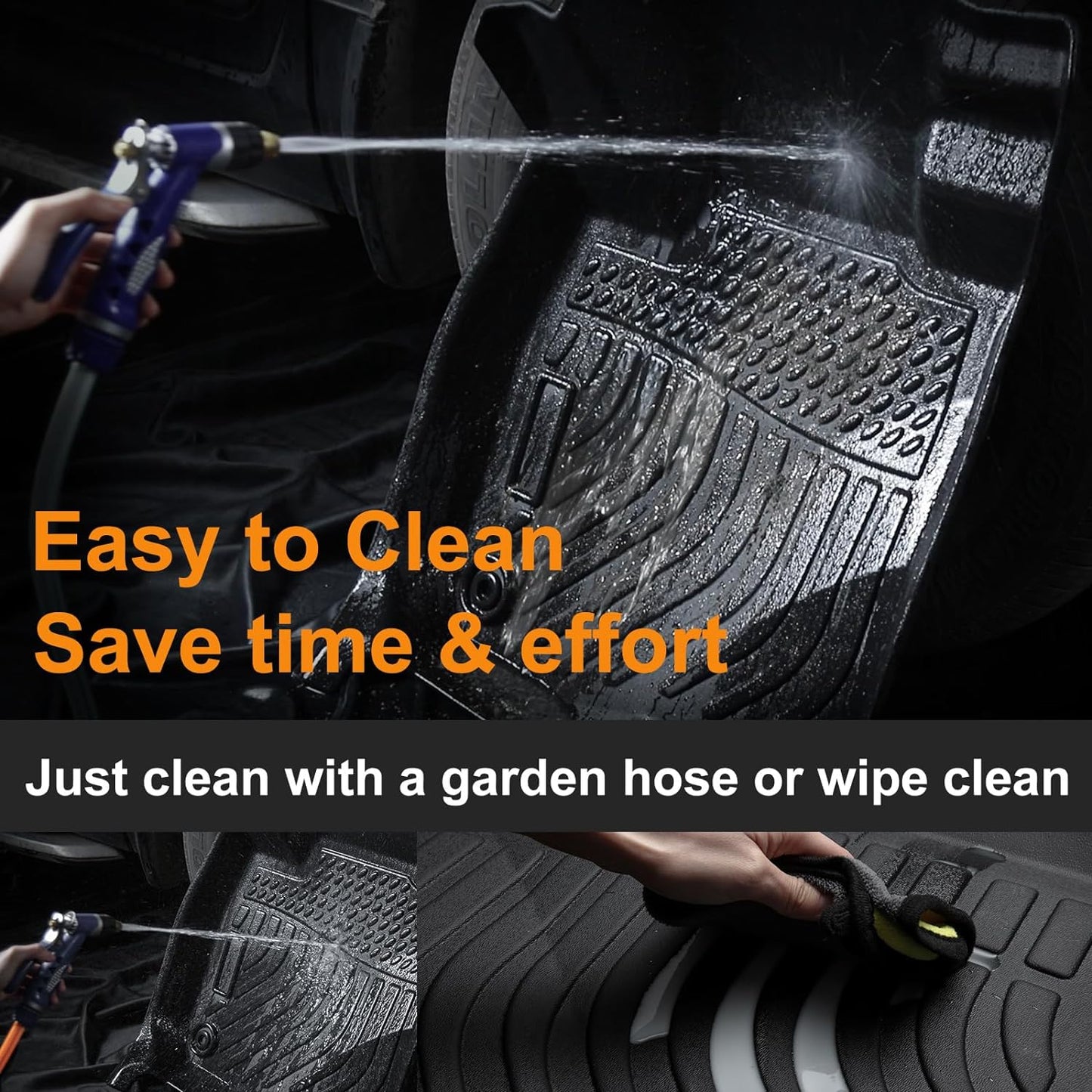 Binmotor-All Weather Floor Mats Cargo Liner for Toyota RAV4 2019-2024 2025(Only Gas Modesl), Heavy Duty Car Trunk Mat Floor Liners for RAV4 Accessories-Black