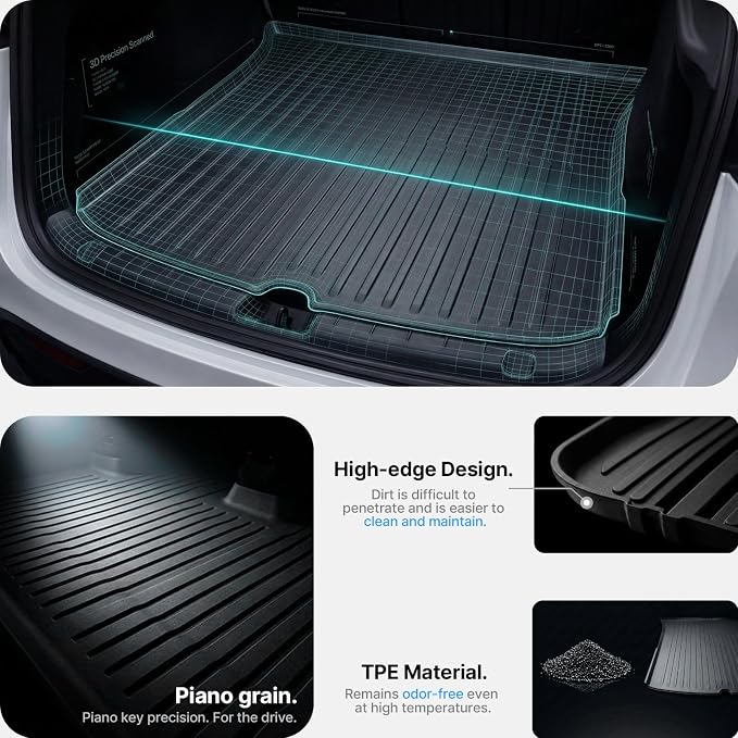 All Weather Cargo Liners for New 2025 2026 Tesla Model Y Juniper Trunk Mat with Front and Rear Frunk Trunk Tray Mats Protector Anti-Slip TPE Accessories (3PCS)