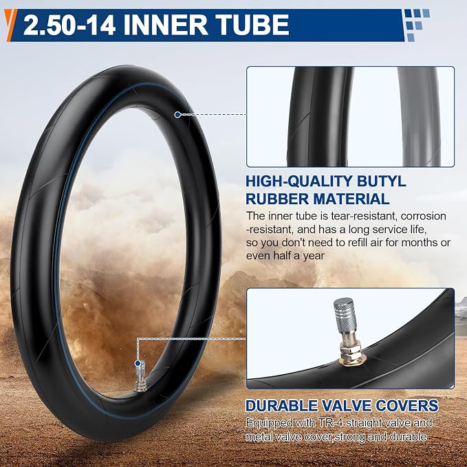 Front 60/100-14 2.50-14 Tire and Inner Tube for 110cc 125cc XR70 CRF70 CRF110 KLX110 PW80 TTR90 DRZ110 TaoTao DB14 SSR Off Road Motocross Pit Dirt Bike Parts