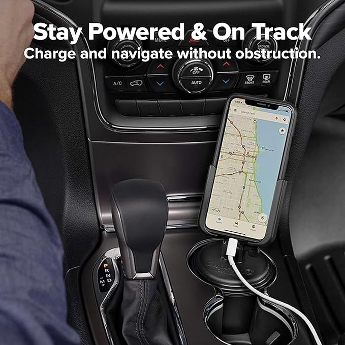 WeatherTech CupFone, Universal Cup Holder Phone Mount for Cars – Adjustable & Secure Fit with Open Access for Charging – Compatible with iPhone, Android - Metal Knobs, Black