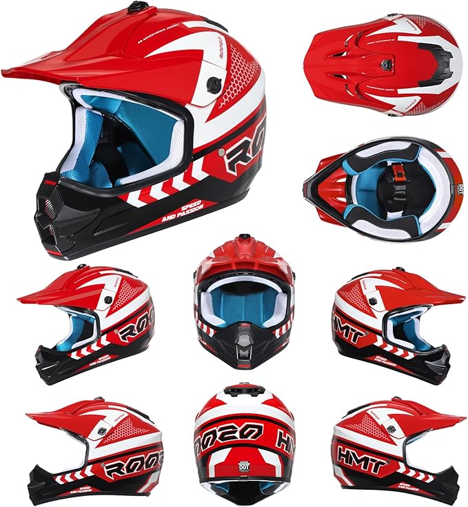 Youth Dirt Bike Helmet DOT Approved, Kids Motocross Full Face Helmet with Adjustable Goggles Riding Gloves & Storage Bag, Off-Road Sport Gear Set for Boys Girls ATV UTV