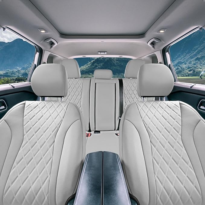 FH Group Custom-Fit Car Seat Covers Specifically Made for 2021-2026 Nissan Rogue, Full Set Solid Beige Ultraflex Neoprene Waterproof Automotive Seat Cover