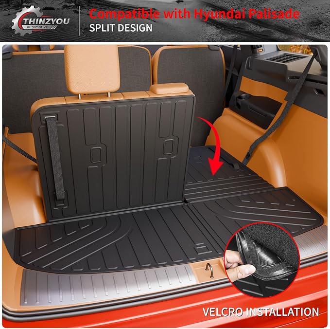 Trunk Mat Compatible with 2026 Hyundai Palisade Gas Cargo Liner Cargo Mat TPE All Weather Back Seat Cover Protector Trunk Liner Palisade Accessories (Trunk Mat with Backrest Mat)