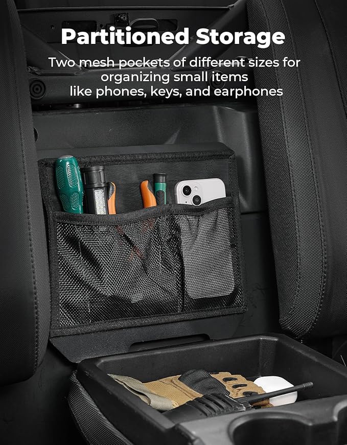 KEMIMOTO UTV Center Console Cover No Drilling Rust-proof Aluminum Plate Compatible with CFMOTO UFORCE 1000 /UForce 1000 XL 2019-2025 With Mesh Bag Accessories Parts(Not include cup holder)