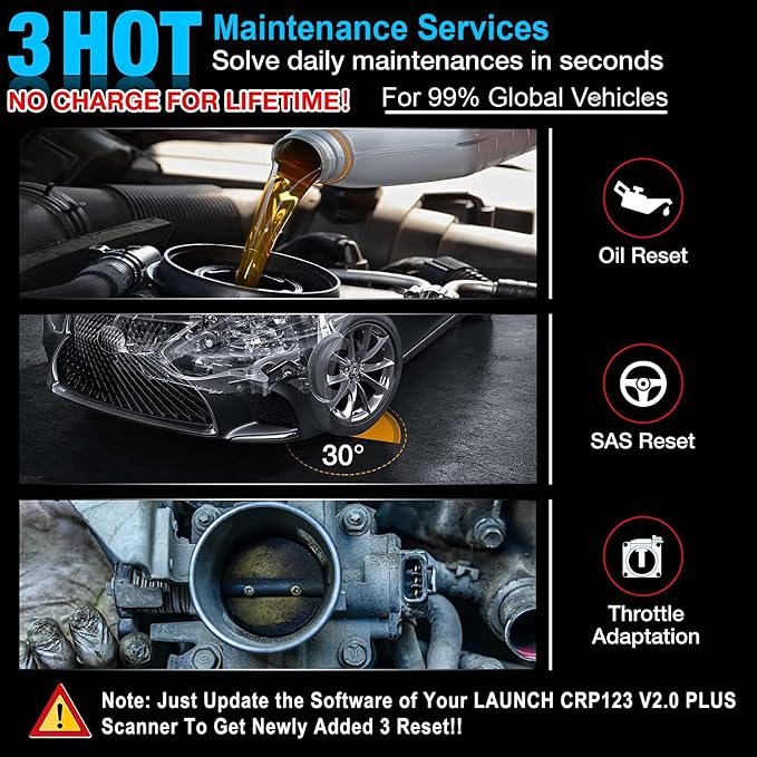 LAUNCH CRP123 V2.0 Plus [2026 New Model] All System Scan Tool with 3 Reset Oil Service/Throttle Relearn/SAS Reset,OBD2 Scanner Diagnostic Tool,Lifetime Free Update