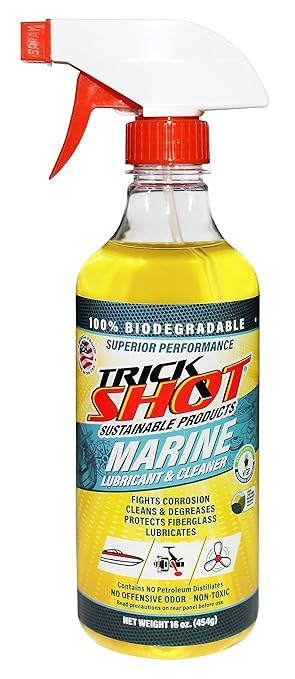 Trick Shot Marine Grade Lubricant & Penetrating Oil - Biodegradable Food Grade Rust Prevention Spray, Anti-Seize, Cleaner & Lubricant for Boat Galleys, Fiberglass, Fishing Gear Lubrication - 16 oz